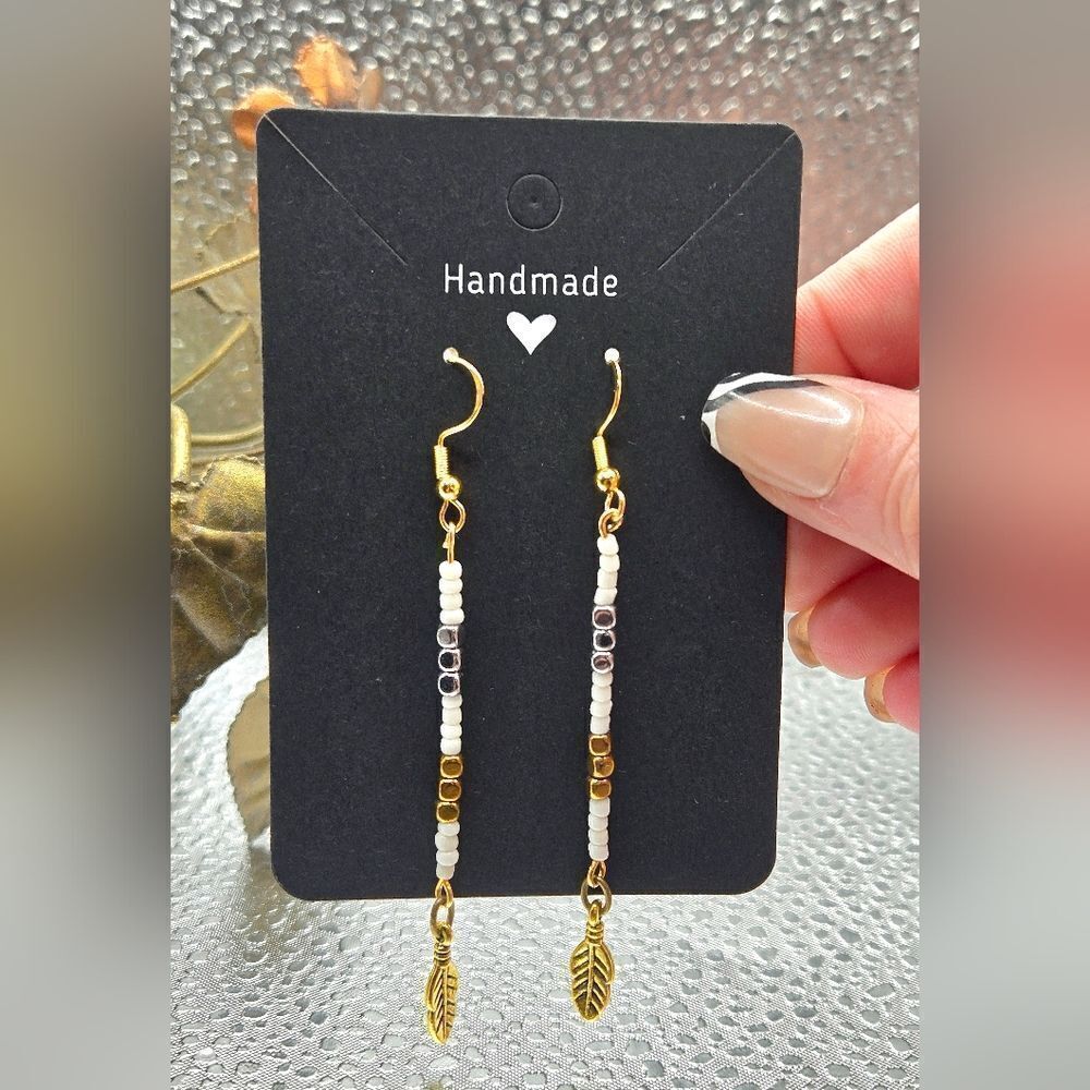 "5/$40" Artisan Seed Bead Mixed Metal Long Dangle Earrings 925 Ear Wires